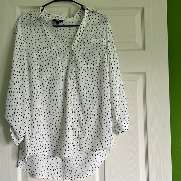 White with Black Polka Dots - Blouse - Picture 1 of 2